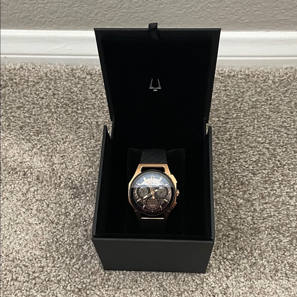 Bulova Curv Rose Gold Tone and Black Chronograph Watch